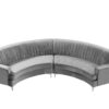 Velvet Curved Sofa - Gray - Image 6