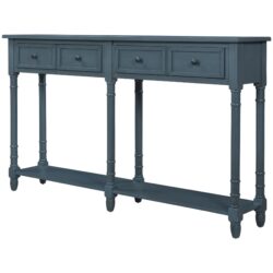 Hearth & Haven Daniel - Console Table With 2 Storage Drawers And Bottom Shelf For Living Room Entryway - Antique Navy