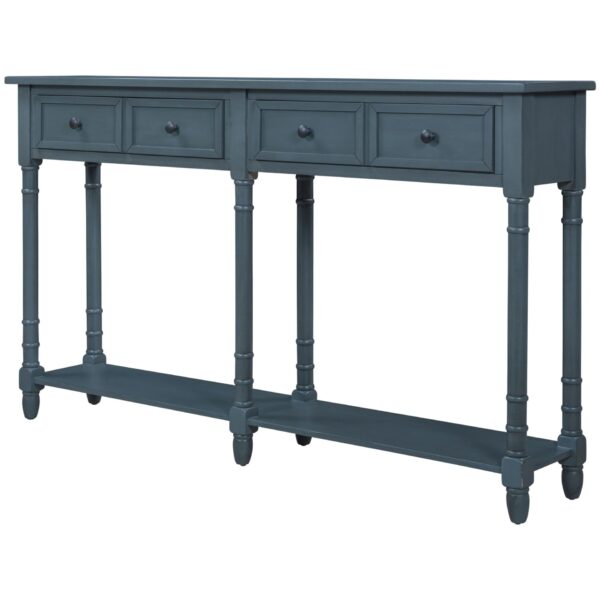 Hearth & Haven Daniel - Console Table With 2 Storage Drawers And Bottom Shelf For Living Room Entryway - Antique Navy