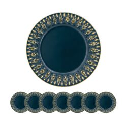 Polypropylene Charger Plate (Set of 8) - Blue / Gold