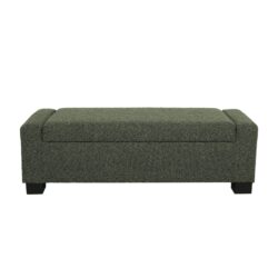 Textured Fabric Ottoman Bench With Hinged Lid - Blackish Green