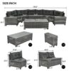 8 Pieces Outdoor Wicker Round Sofa Set, Half-Moon Sectional Sets All Weather, Curved Sofa Set With Rectangular Coffee Table, PE Rattan Water-Resistant And UV Protected, Movable Cushion - Gray - Image 3