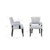 Contemporary Arm Dining Chair With Nailhead Trim - Gray / Black Noir - Image 3