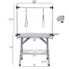 Folding Dog Pet Grooming Table Stainless Steel Frame Rubber Mat On Board With Adjustable Arm And Clamps, Pet Dog Cat Grooming Table - Silver Gray - Image 2