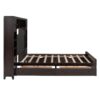 Queen Size Bed With All In One Cabinet, Shelf And Sockets, Twin Long Trundle - Espresso - Image 5