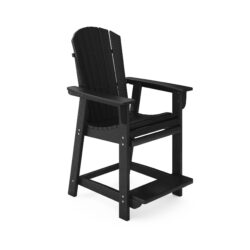 Adirondack Style Counter Chair Stylish HDPE Poly Lumber For Dining, Patio, And Garden Comfort - Black