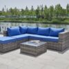 Luxurious Comfort Patio Sofa With Cushions - Blue / Gray - Image 4