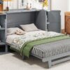 Full Murphy Bed With Hidden Storage & Modern Woven Design - Gray - Image 11