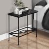 Accent Side Table, Narrow, Small, 2 Tier, Marble Look Contemporary & Modern - Black - Image 6