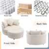 360° Swivel Accent Barrel Chair With Storage Ottoman & 4 Pillows, Modern Chenille Leisure Chair Round Accent For Living Room - Cream - Image 4