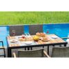All Weather 7 Piece Patio Dining Table Set With Umbrella Hole - Brown / Gray - Image 11