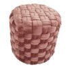 Braided - Round Ottoman - Blush Pink - Velvet - Image 2