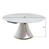 Fashion Modern Sintered Stone Dining Table With Multi Functional Retractable Design And 6 Chairs - Beige / White - Image 3