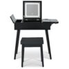 Makeup Vanity Desk With Flip Top Mirror And LED Light, Dressing Table With Charging Station, 2 Drawers And Fold Up Panel, Vanity Set With Cushioned Stool For Bedroom - Black - Image 12