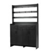Minimalist 4 Door Shoe Cabinet With Coat Rack, Spacious Top, 3 Drawers, 8 Shelves, Metal Hooks And Handles For Hallway - Black - Image 20