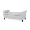 Hayes - Contemporary Armed Storage Bench With Button Tufting And Rolled Arms - Light Gray - Image 12