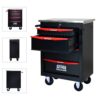4 Drawer Multifunctional Tool Cart With Wheels, Metal Rolling Tool Cart Storage For Garage Workshop Warehouse Repair Shop With Stainless Steel Roof - Black / Red - Image 8