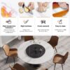 59.05" Modern Artificial Stone Round Carbon Steel Base Dining Table, Black Artificial Stone Turntable - White / Black - Image 6