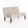 Contemporary Loveseat With Upholstered Fabric And Birch Wood Legs - White / Multi - Image 6