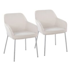 Daniella - Contemporary Dining Chair (Set of 2) - Chrome / Cream