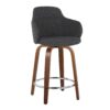Boyne - Contemporary Fixed Height Counter Stool With Swivel With Round Footrest (Set of 2) - Walnut / Dark Gray - Image 2