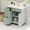 Bathroom Vanity, Transitional Style Bathroom Cabinet With Resin Sink, Single Bathroom Cabinet, With 2 Drawers And 1 Adjustable Storage Shelf, 2 Soft-Close Doors - Green - Image 3