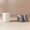 Brandy - Round Upholstered Storage Ottoman With Leather Accent - Flax White - Image 7