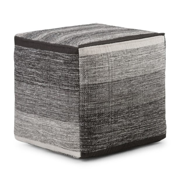 Naya - Cube Pouf - Patterned Gray Melange