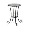 Ceramic Tile And Iron Patio Side Table With Shelf - Brown / Black - Image 9