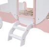 Twin Size Princess Carriage Bed With Crown, Platform Car Bed With Stair - White / Pink - Image 8