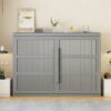 Queen Size Murphy Wall Bed Modern Design With LED Lights - Gray - Image 14