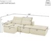 Modular Sectional Sofa Couch, L Shaped Linen Floor Couch Set, Wide Deep Seat Convertible For Living Room Or Office - Beige - Image 4