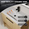 Modern Bathroom Vanity With Ceramic Sink And Soft Closing Doors, 36" Freestanding Cabinet - Oak - Image 12