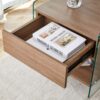 Elegant Bedside Table With Drawers And Transparent Tempered Glass Sides - Wood - Image 14