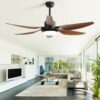 54" Indoor Ceiling Fan With Dimmable LED Light ABS Blades Remote Control Reversible DC Motor For Living Room - Black - Image 6