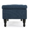 Hyatt - Suede Storage Ottoman With Tufted Top And Dark Wooden Legs - Navy Blue - Image 9