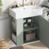 Modern Floating Bathroom Vanity With Ceramic Basin, Perfect For Small Bathrooms, Left Side Storage - Green - Image 18
