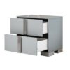 4 Piece Bedroom Sets Queen Size Upholstered Bed With LED Lights, Mirrored Nightstands And Dresser With Metal Handles And Legs - Gray - Image 11