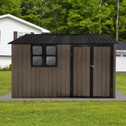 10'x8' Garden Sheds Outdoor Storage Sheds With Window - Brown / Black
