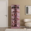 360 Rotating Shoe Cabinet 6 Layers - Pink - Image 4