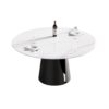 59.05" Modern Artificial Stone Round Carbon Steel Base Dining Table - White / Black - Image 9