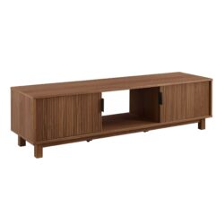 Modern Fluted Door Minimalist TV Stand For TVs Up To 65" - Mocha