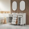 Fully Assembled 60'' Freestanding Double Sinks Bathroom Vanity With Quartz Top - White - Image 7