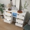 Living Room Sideboard Storage Cabinet With LED Light, Modern Kitchen Unit Cupboard Buffet Wooden Storage Display Cabinet - White - Image 11