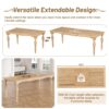 Topmax - 6 Piece Vintage Traditional Extendable Dining Table Set With Removable Leaf, Upholstered Dining Bench And 4 Chairs For 6 - Natural - Image 2