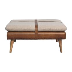 Buffalo - Large Square Hide Leather Footstool - Brown