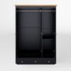 Modern 3 Doors Armoire Wardrobe Closet With 2 Drawers, Tall Wardrobe Cabinet With Hanging Rail And Shelve For Bedroom - Natural / Black - Image 8