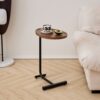 C-Shaped Side Table, Small Sofa Table For Living Room - Brown - Image 7