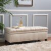 Juliana - Contemporary Storage Ottoman With Button Tufted Diamond Stitching - Beige - Image 5