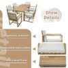 Patio Dining Set Outdoor Dining Table And Chair Set With And Removable Cushions For Patio, Backyard, Garden - Light Teak - Image 6